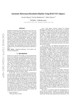 Automatic Heteronym Resolution Pipeline Using RAD-TTS Aligners