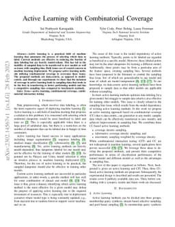Active Learning with Combinatorial Coverage