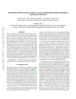 deHuBERT: Disentangling Noise in a Self-supervised Model for Robust
  Speech Recognition