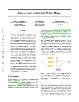 Improving Expert Specialization in Mixture of Experts
