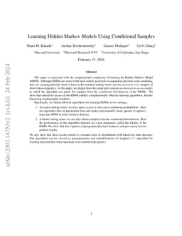 Learning Hidden Markov Models Using Conditional Samples