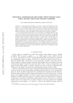 Efficient Approximate Recovery from Pooled Data Using Doubly Regular
  Pooling Schemes