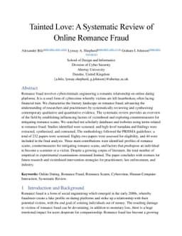 Tainted Love: A Systematic Review of Online Romance Fraud