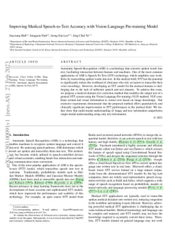 Improving Medical Speech-to-Text Accuracy with Vision-Language
  Pre-training Model