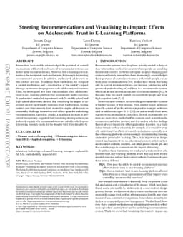 Steering Recommendations and Visualising Its Impact: Effects on
  Adolescents' Trust in E-Learning Platforms