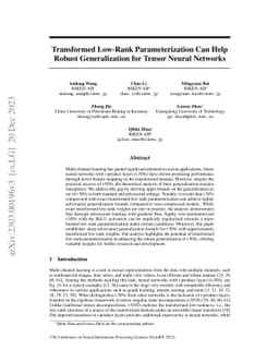 Transformed Low-Rank Parameterization Can Help Robust Generalization for
  Tensor Neural Networks