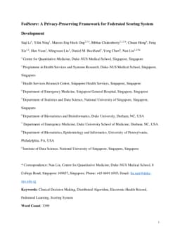 FedScore: A privacy-preserving framework for federated scoring system
  development