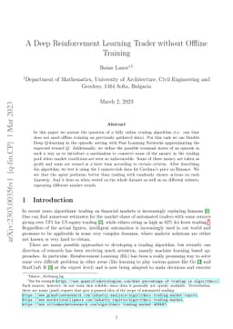 A Deep Reinforcement Learning Trader without Offline Training