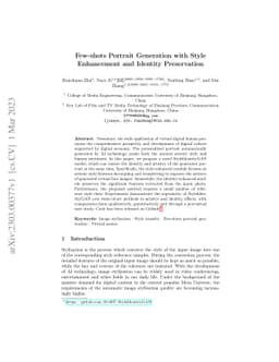 Few-shots Portrait Generation with Style Enhancement and Identity
  Preservation