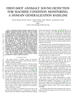 First-shot anomaly sound detection for machine condition monitoring: A
  domain generalization baseline