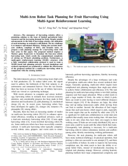 Multi-Arm Robot Task Planning for Fruit Harvesting Using Multi-Agent
  Reinforcement Learning