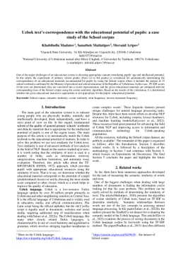 Uzbek text's correspondence with the educational potential of pupils: a
  case study of the School corpus