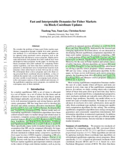 Fast and Interpretable Dynamics for Fisher Markets via Block-Coordinate
  Updates