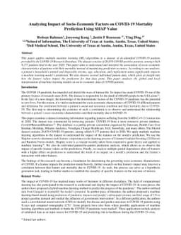 Analyzing Impact of Socio-Economic Factors on COVID-19 Mortality
  Prediction Using SHAP Value