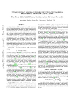 Towards domain generalisation in ASR with elitist sampling and ensemble
  knowledge distillation