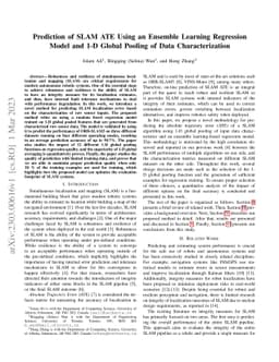 Prediction of SLAM ATE Using an Ensemble Learning Regression Model and
  1-D Global Pooling of Data Characterization