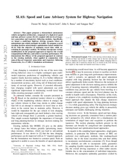 SLAS: Speed and Lane Advisory System for Highway Navigation