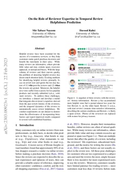On the Role of Reviewer Expertise in Temporal Review Helpfulness
  Prediction