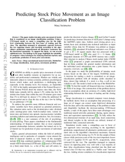 Predicting Stock Price Movement as an Image Classification Problem