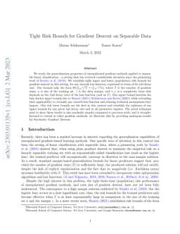 Tight Risk Bounds for Gradient Descent on Separable Data