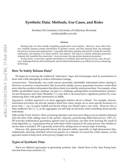 Synthetic Data: Methods, Use Cases, and Risks