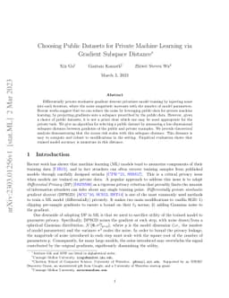 Choosing Public Datasets for Private Machine Learning via Gradient
  Subspace Distance