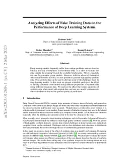 Analyzing Effects of Fake Training Data on the Performance of Deep
  Learning Systems