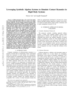 Leveraging Symbolic Algebra Systems to Simulate Contact Dynamics in
  Rigid Body Systems
