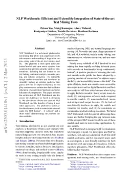 NLP Workbench: Efficient and Extensible Integration of State-of-the-art
  Text Mining Tools