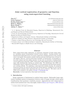 Joint cortical registration of geometry and function using
  semi-supervised learning