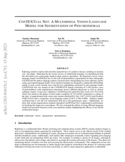 ConTEXTual Net: A Multimodal Vision-Language Model for Segmentation of
  Pneumothorax