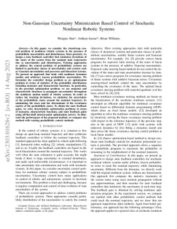 Non-Gaussian Uncertainty Minimization Based Control of Stochastic
  Nonlinear Robotic Systems