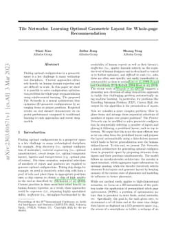 Tile Networks: Learning Optimal Geometric Layout for Whole-page
  Recommendation