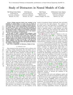 Study of Distractors in Neural Models of Code