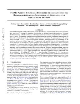 FedML Parrot: A Scalable Federated Learning System via
  Heterogeneity-aware Scheduling on Sequential and Hierarchical Training