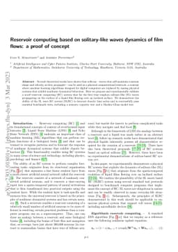 Reservoir computing based on solitary-like waves dynamics of film flows:
  a proof of concept