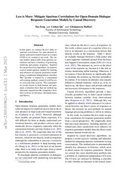 Less is More: Mitigate Spurious Correlations for Open-Domain Dialogue
  Response Generation Models by Causal Discovery
