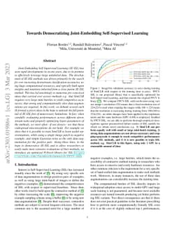 Towards Democratizing Joint-Embedding Self-Supervised Learning