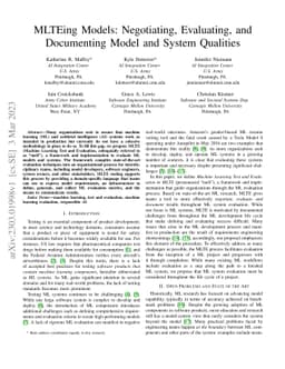 MLTEing Models: Negotiating, Evaluating, and Documenting Model and
  System Qualities