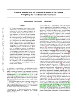 Linear CNNs Discover the Statistical Structure of the Dataset Using Only
  the Most Dominant Frequencies