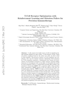 T-Cell Receptor Optimization with Reinforcement Learning and Mutation
  Policies for Precesion Immunotherapy