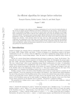 An efficient algorithm for integer lattice reduction