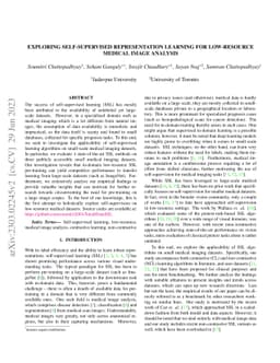 Exploring Self-Supervised Representation Learning For Low-Resource
  Medical Image Analysis