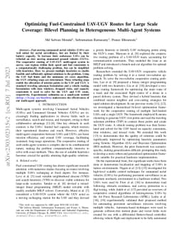Optimizing Fuel-Constrained UAV-UGV Routes for Large Scale Coverage:
  Bilevel Planning in Heterogeneous Multi-Agent Systems
