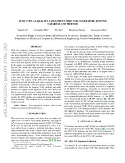 Audio-Visual Quality Assessment for User Generated Content: Database and
  Method