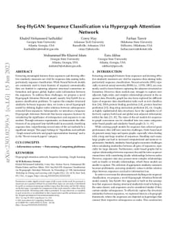Seq-HyGAN: Sequence Classification via Hypergraph Attention Network