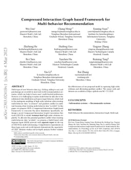 Compressed Interaction Graph based Framework for Multi-behavior
  Recommendation