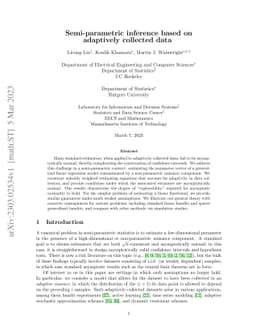 Semi-parametric inference based on adaptively collected data