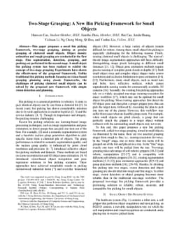 Two-Stage Grasping: A New Bin Picking Framework for Small Objects