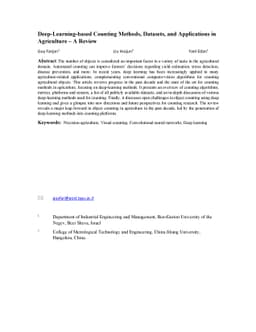Deep-Learning-based Counting Methods, Datasets, and Applications in
  Agriculture -- A Review